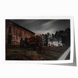 Rustic Farmhouse Wall Art – Vintage Tractor and Abandoned Barn Scene
