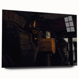 Rustic Saddle Wall Art – Vintage Leather Saddle in Cozy Barn Setting