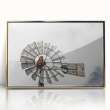 Rustic Windmill Wall Art – Vintage Farm Windmill Against Cloudy Sky
