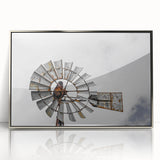Rustic Windmill Wall Art – Vintage Farm Windmill Against Cloudy Sky