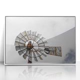 Rustic Windmill Wall Art – Vintage Farm Windmill Against Cloudy Sky