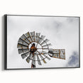 Rustic Windmill Wall Art – Vintage Farm Windmill Against Cloudy Sky