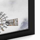 Rustic Windmill Wall Art – Vintage Farm Windmill Against Cloudy Sky
