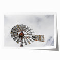 Rustic Windmill Wall Art – Vintage Farm Windmill Against Cloudy Sky