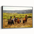Rustic Wild Horses Wall Art – Majestic Horses Grazing in Open Field