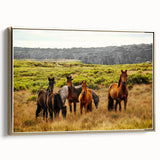 Rustic Wild Horses Wall Art – Majestic Horses Grazing in Open Field