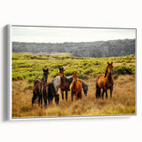 Rustic Wild Horses Wall Art – Majestic Horses Grazing in Open Field