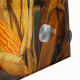 Rustic Corn Harvest Wall Art – Golden Corn on the Cob in Field Close-Up