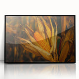 Rustic Corn Harvest Wall Art – Golden Corn on the Cob in Field Close-Up
