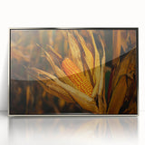 Rustic Corn Harvest Wall Art – Golden Corn on the Cob in Field Close-Up