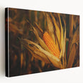 Rustic Corn Harvest Wall Art – Golden Corn on the Cob in Field Close-Up