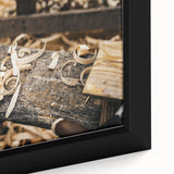 Rustic Woodworking Wall Art – Artisan Wood Shavings in Workshop