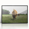 Highland Cattle in Field Rustic Wall Art – Farmhouse Landscape Decor Print