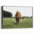 Highland Cattle in Field Rustic Wall Art – Farmhouse Landscape Decor Print