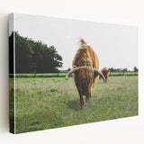 Highland Cattle in Field Rustic Wall Art – Farmhouse Landscape Decor Print