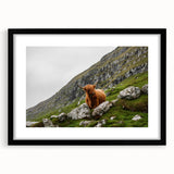 Highland Cow in Mountain Landscape Rustic Wall Art – Farmhouse Decor Print