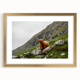 Highland Cow in Mountain Landscape Rustic Wall Art – Farmhouse Decor Print