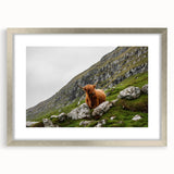 Highland Cow in Mountain Landscape Rustic Wall Art – Farmhouse Decor Print