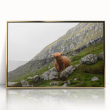 Highland Cow in Mountain Landscape Rustic Wall Art – Farmhouse Decor Print