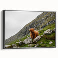 Highland Cow in Mountain Landscape Rustic Wall Art – Farmhouse Decor Print