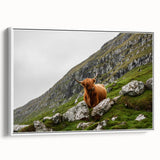 Highland Cow in Mountain Landscape Rustic Wall Art – Farmhouse Decor Print
