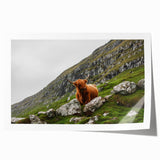 Highland Cow in Mountain Landscape Rustic Wall Art – Farmhouse Decor Print