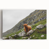 Highland Cow in Mountain Landscape Rustic Wall Art – Farmhouse Decor Print