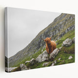 Highland Cow in Mountain Landscape Rustic Wall Art – Farmhouse Decor Print