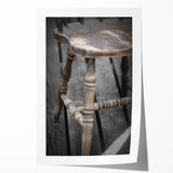 Antique Wooden Chair: Classic Rustic Wall Art Print