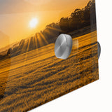 Golden Sunset Over Wheat Field Rustic Wall Art – Farmhouse Landscape Print
