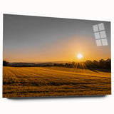 Golden Sunset Over Wheat Field Rustic Wall Art – Farmhouse Landscape Print