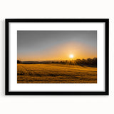 Golden Sunset Over Wheat Field Rustic Wall Art – Farmhouse Landscape Print