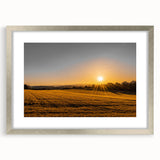 Golden Sunset Over Wheat Field Rustic Wall Art – Farmhouse Landscape Print