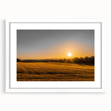 Golden Sunset Over Wheat Field Rustic Wall Art – Farmhouse Landscape Print
