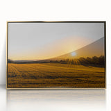 Golden Sunset Over Wheat Field Rustic Wall Art – Farmhouse Landscape Print