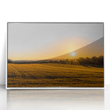 Golden Sunset Over Wheat Field Rustic Wall Art – Farmhouse Landscape Print