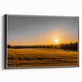 Golden Sunset Over Wheat Field Rustic Wall Art – Farmhouse Landscape Print