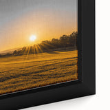 Golden Sunset Over Wheat Field Rustic Wall Art – Farmhouse Landscape Print