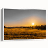 Golden Sunset Over Wheat Field Rustic Wall Art – Farmhouse Landscape Print
