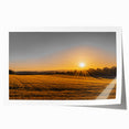 Golden Sunset Over Wheat Field Rustic Wall Art – Farmhouse Landscape Print
