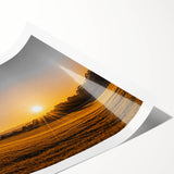 Golden Sunset Over Wheat Field Rustic Wall Art – Farmhouse Landscape Print