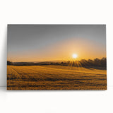 Golden Sunset Over Wheat Field Rustic Wall Art – Farmhouse Landscape Print
