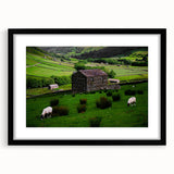 Rustic Wall Art - Farmhouse Barn Landscape with Rolling Green Hills