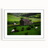 Rustic Wall Art - Farmhouse Barn Landscape with Rolling Green Hills
