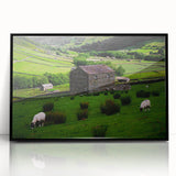 Rustic Wall Art - Farmhouse Barn Landscape with Rolling Green Hills
