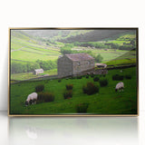 Rustic Wall Art - Farmhouse Barn Landscape with Rolling Green Hills