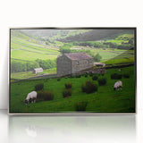 Rustic Wall Art - Farmhouse Barn Landscape with Rolling Green Hills