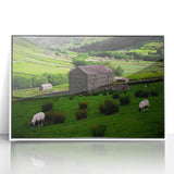 Rustic Wall Art - Farmhouse Barn Landscape with Rolling Green Hills