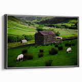 Rustic Wall Art - Farmhouse Barn Landscape with Rolling Green Hills