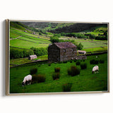Rustic Wall Art - Farmhouse Barn Landscape with Rolling Green Hills